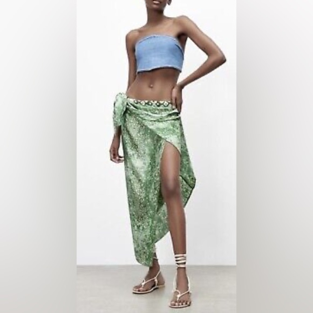 Zara Wrap Green Skirt
